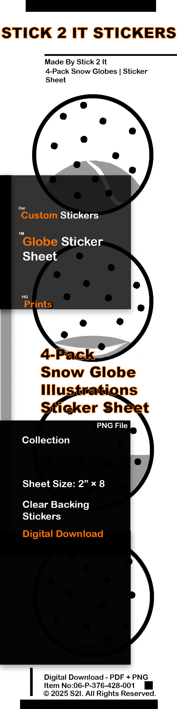 Snow Globe Winter Sticker Sheet Preview